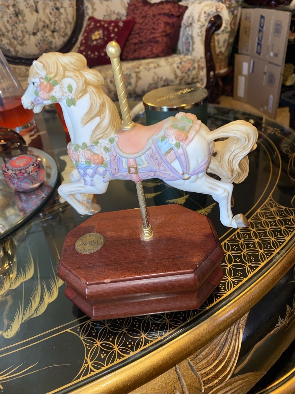 Vintage Porcelain Horse Carousel Music Box